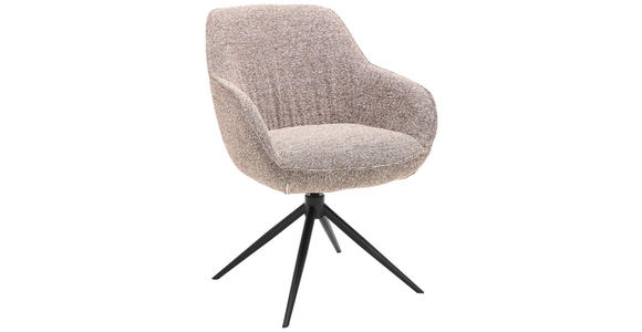 ARMLEHNSTUHL  Sitzfläche 360° drehbar, automatische Rückholfunktion Leinenoptik  - Schwarz/Braun, Design, Textil/Metall (64/84/61cm) - Novel