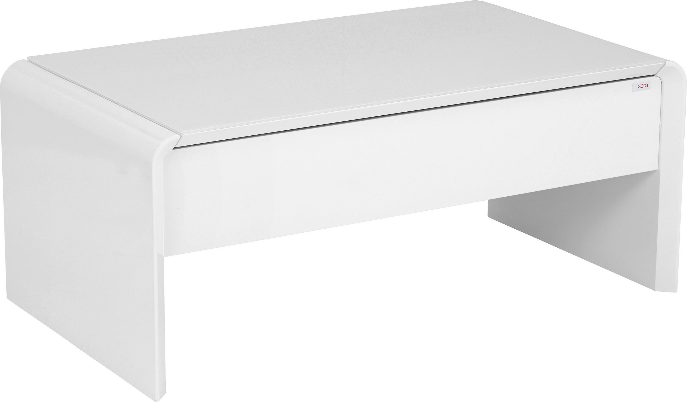COUCHTISCH 110/60/45-71 cm  in Glas, Holzwerkstoff Stauraum, höhenverstellbar  - Weiß, Design, Glas/Holzwerkstoff (110/60/45-71cm) - Xora