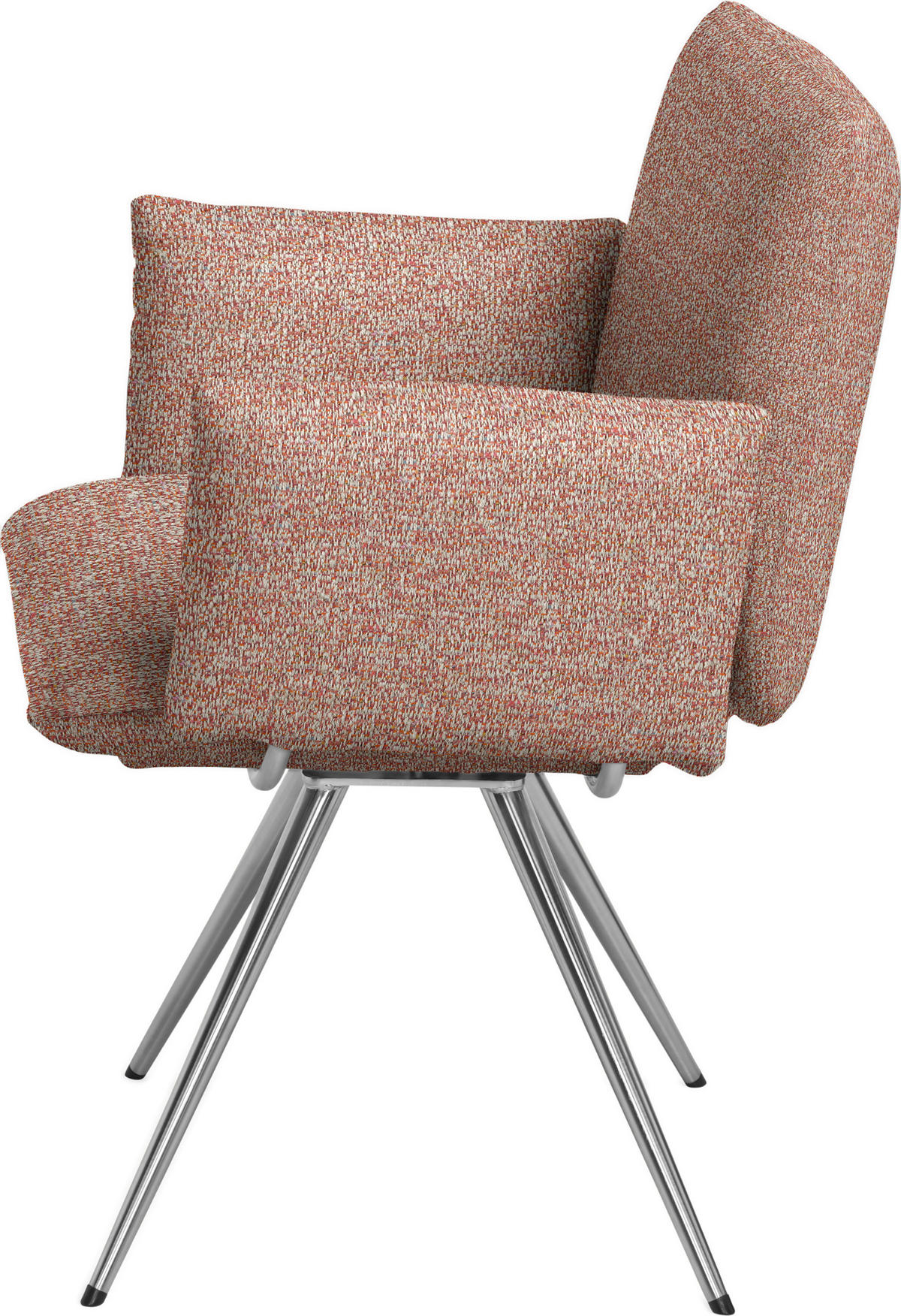 ARMLEHNSTUHL  Lederauswahl, Stoffauswahl, Sitzfläche 360° drehbar, automatische Rückholfunktion Webstoff  - Edelstahlfarben/Rot, Natur, Textil/Metall (72/90/65cm) - Venjakob
