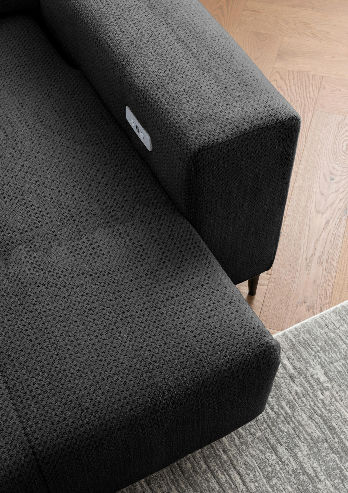 ECKSOFA Chenille Anthrazit  - Anthrazit/Schwarz, Basics, Textil/Metall (183/250cm) - Livetastic