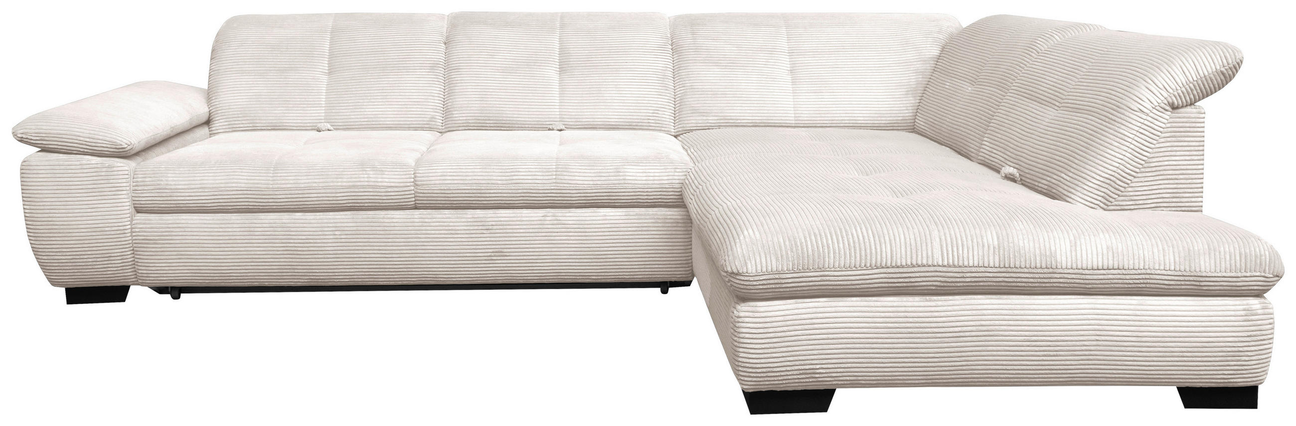 ECKSOFA in Cord Creme  - Creme/Schwarz, Design, Textil/Metall (313/242cm) - Xora