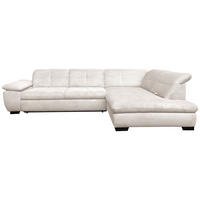 ECKSOFA in Cord Creme  - Creme/Schwarz, Design, Textil/Metall (313/242cm) - Xora