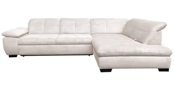 ECKSOFA in Cord Creme  - Creme/Schwarz, Design, Textil/Metall (313/242cm) - Xora