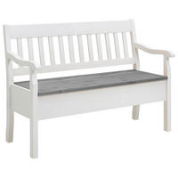 SITZBANK 130/93/58 cm Weiß, Grau Kiefer massiv  - Weiß/Grau, ROMANTIK / LANDHAUS, Holz (130/93/58cm) - Boxxx
