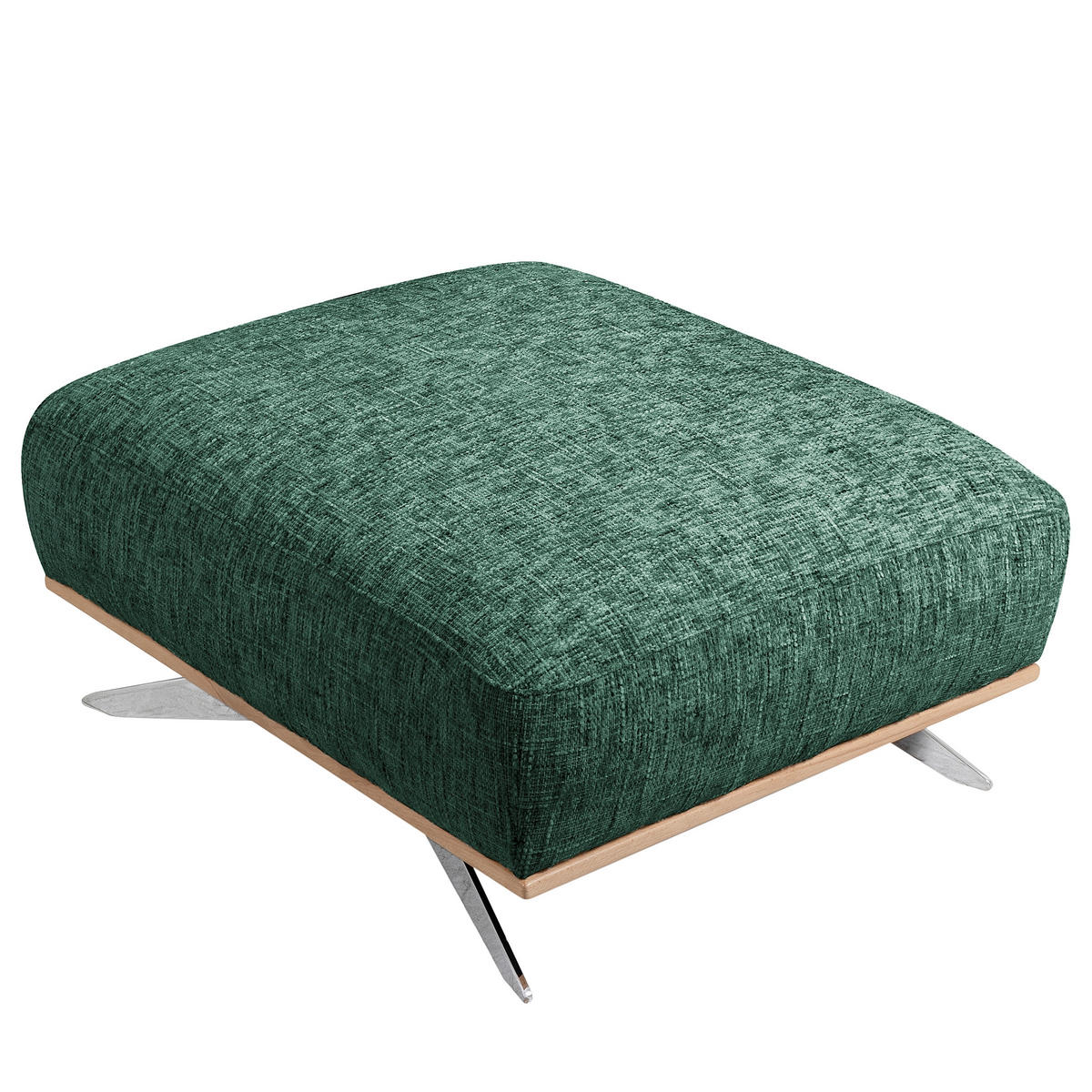 HOCKER PORTLAND Struktur Grün  - Chromfarben/Naturfarben, Design, Holz/Textil (95/46/80cm) - Livetastic