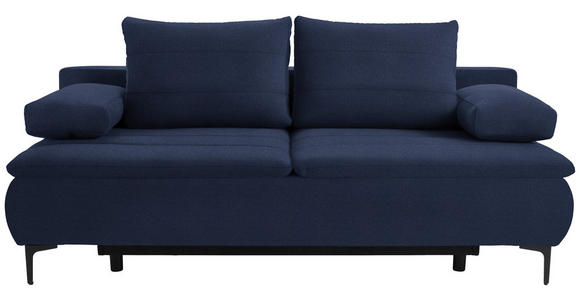 BOXSPRINGSOFA in Flachgewebe Dunkelblau  - Schwarz/Dunkelblau, KONVENTIONELL, Textil/Metall (204/93/100cm) - Novel