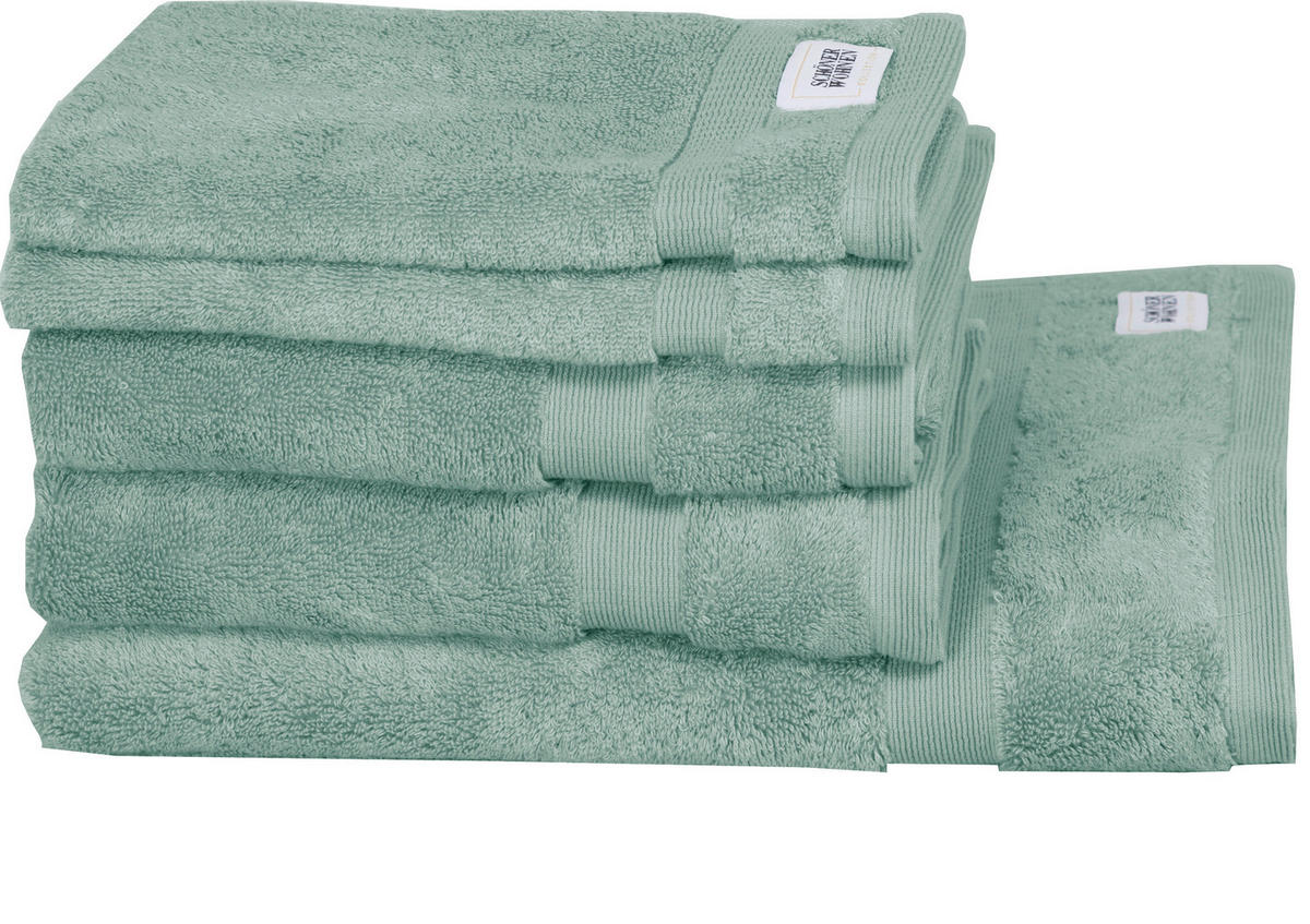 FROTTIERSET SW-Cuddly Grün, Mintgrün, Pastellgrün, Salbeigrün 5-teilig  - Salbeigrün/Pastellgrün, Basics, Textil - Schöner Wohnen
