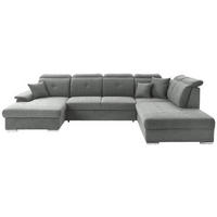 WOHNLANDSCHAFT in Flachgewebe Grau  - Silberfarben/Grau, Design, Kunststoff/Textil (187/365/263cm) - Cantus