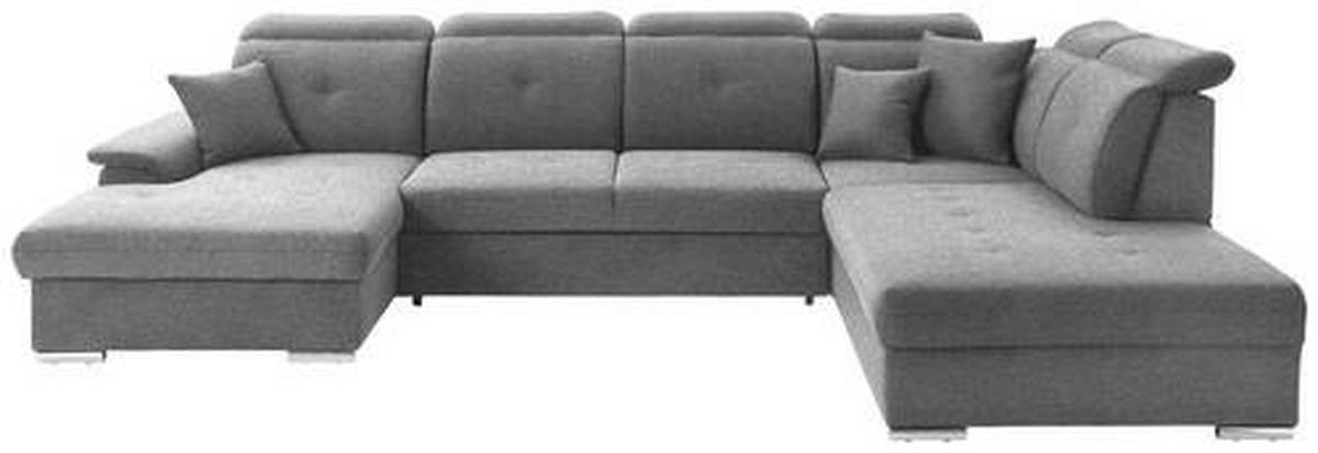 WOHNLANDSCHAFT in Flachgewebe Grau  - Silberfarben/Grau, Design, Kunststoff/Textil (187/365/263cm) - Cantus