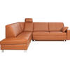 ECKSOFA in Echtleder Braun  217/268 cm  - Alufarben/Braun, KONVENTIONELL, Leder/Metall (217/268cm) - Sedda