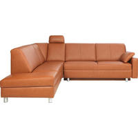 ECKSOFA in Echtleder Braun  217/268 cm  - Alufarben/Braun, KONVENTIONELL, Leder/Metall (217/268cm) - Sedda