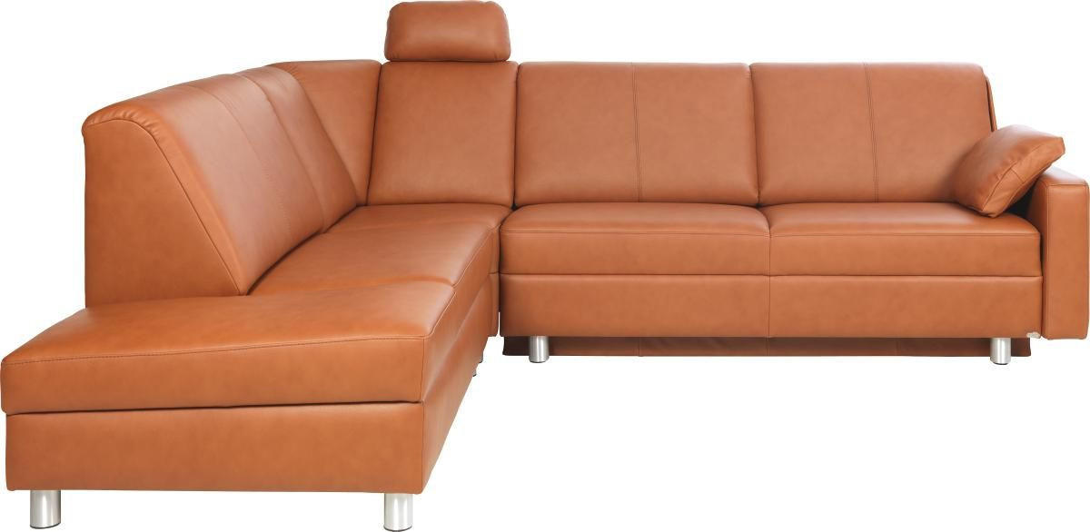 ECKSOFA in Echtleder Braun  217/268 cm  - Alufarben/Braun, KONVENTIONELL, Leder/Metall (217/268cm) - Sedda