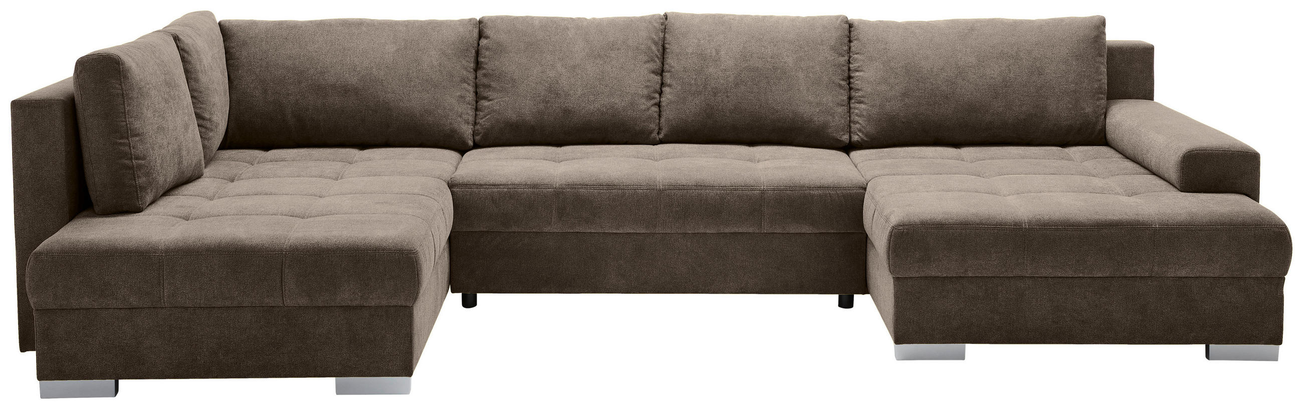 WOHNLANDSCHAFT in Velours Dunkelbraun  - Chromfarben/Dunkelbraun, Konventionell, Kunststoff/Textil (198/363/170cm) - Hom`in