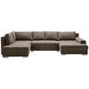 WOHNLANDSCHAFT in Velours Dunkelbraun  - Chromfarben/Dunkelbraun, Konventionell, Kunststoff/Textil (198/363/170cm) - Hom`in