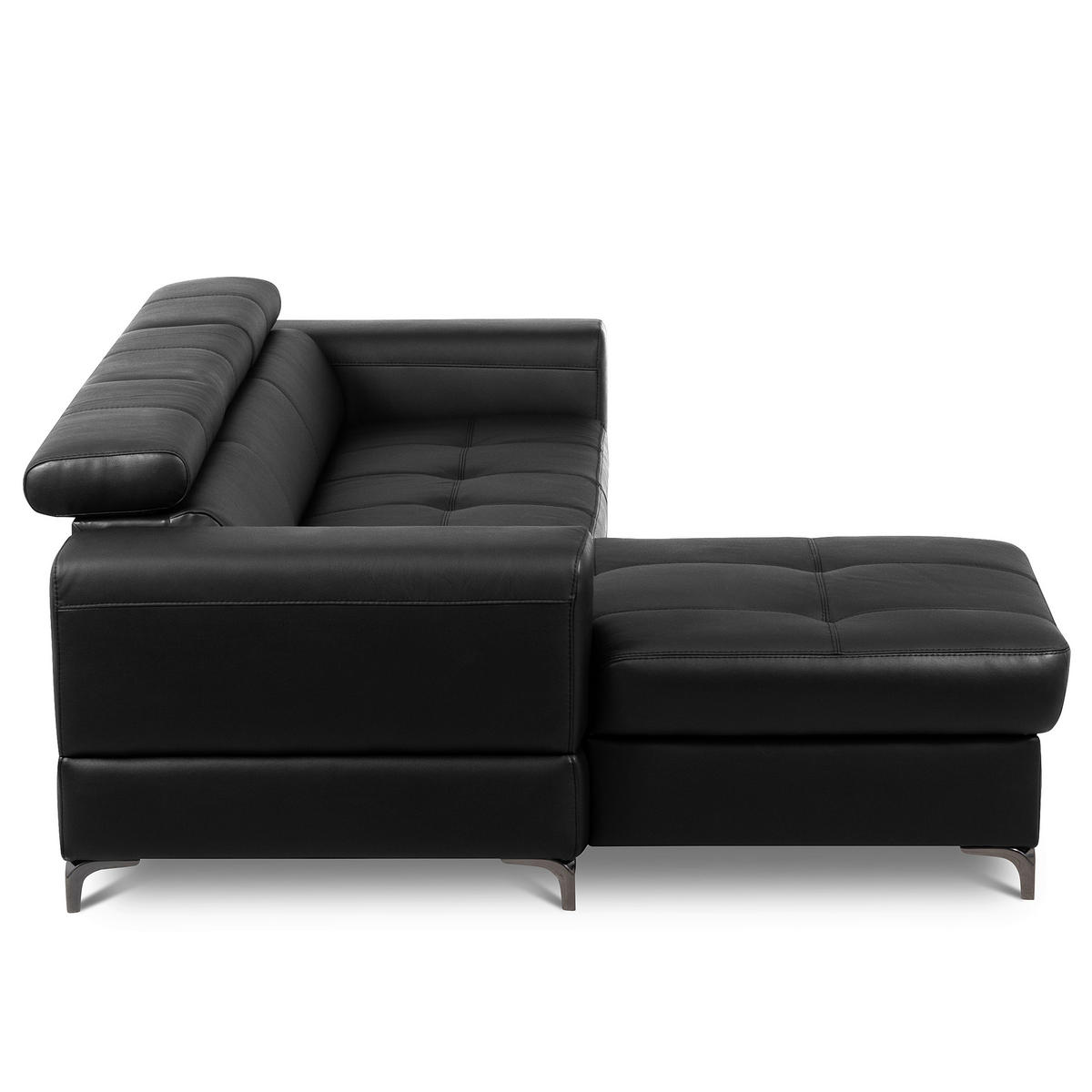 ECKSOFA  in Lederlook Echtleder Schwarz  - Schwarz, Design, Leder/Textil (173/247cm) - Livetastic