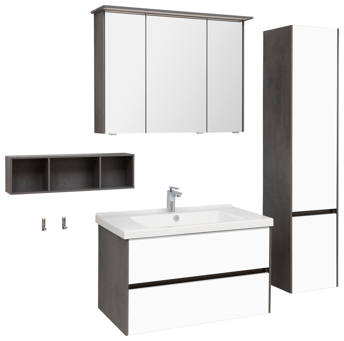 BADEZIMMER  in 92 cm  - Dunkelgrau/Weiß, KONVENTIONELL, Glas/Keramik (92cm) - Dieter Knoll
