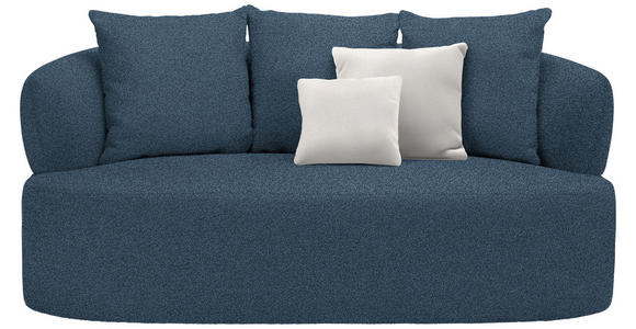 2-SITZER-SOFA in Plüsch Dunkelblau - Creme/Schwarz, MODERN, Kunststoff/Textil (177/86/105cm) - Hom`in