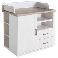 WICKELKOMMODE Luca / Corner Weiß, Eichefarben  - Eichefarben/Anthrazit, Basics, Holzwerkstoff/Metall (106/102/75cm)