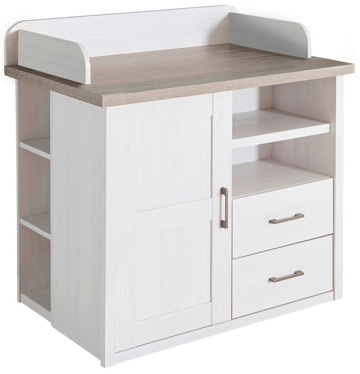 WICKELKOMMODE Luca / Corner Weiß, Eichefarben  - Eichefarben/Anthrazit, Basics, Holzwerkstoff/Metall (106/102/75cm)