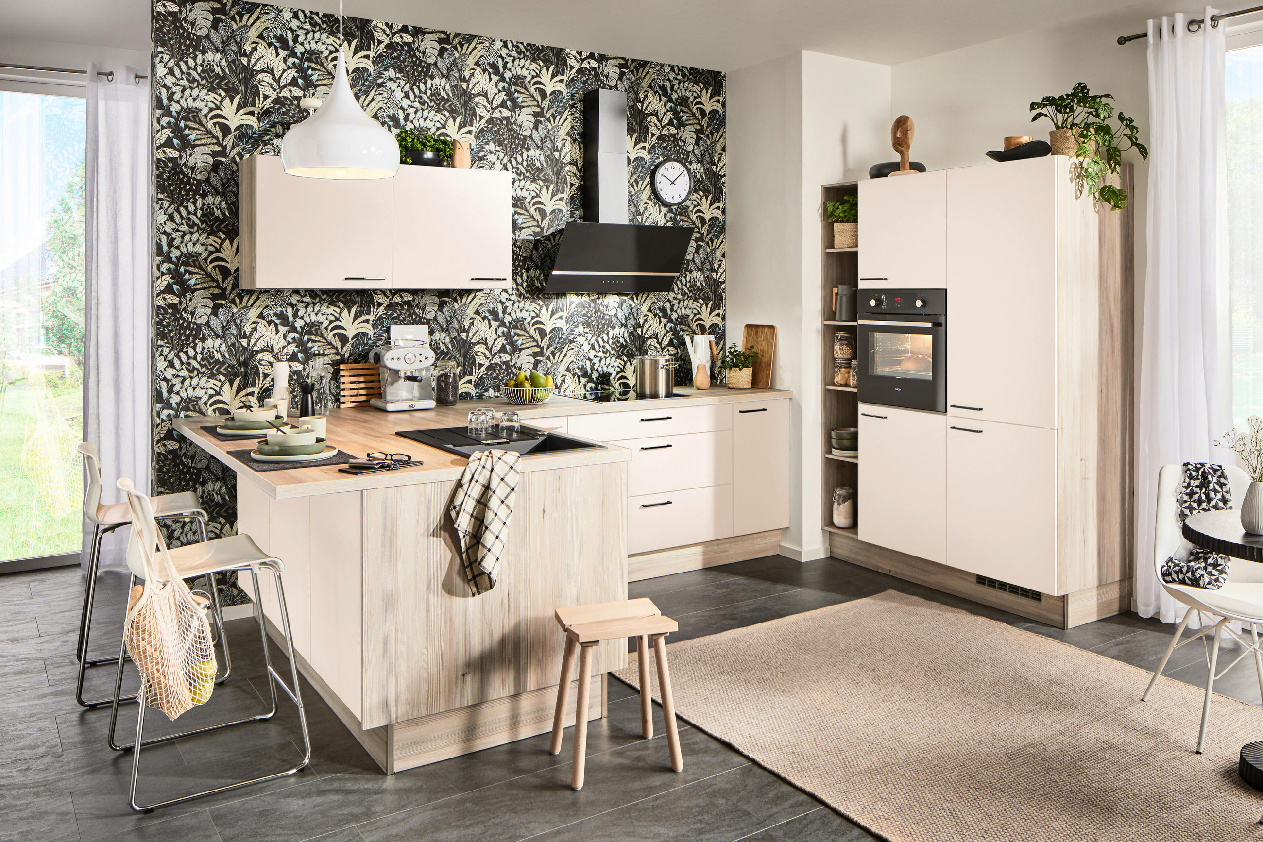 ECKKÜCHE  in Hellbraun, Magnolie  - Hellbraun/Magnolie, Design, Holzwerkstoff/Metall (192/280/150cm) - Xora