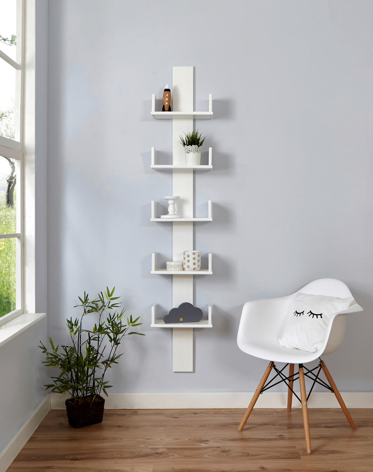 NÁSTĚNNÝ REGÁL, buk, bílá, 35/180/17 cm - bílá, Moderní, dřevo (35/180/17cm) - MID.YOU
