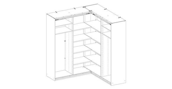 ECKKLEIDERSCHRANK 181/187/229/53,8 cm  - Alufarben/Eiche Artisan, KONVENTIONELL, Glas/Holzwerkstoff (181/187/229/53,8cm) - Xora
