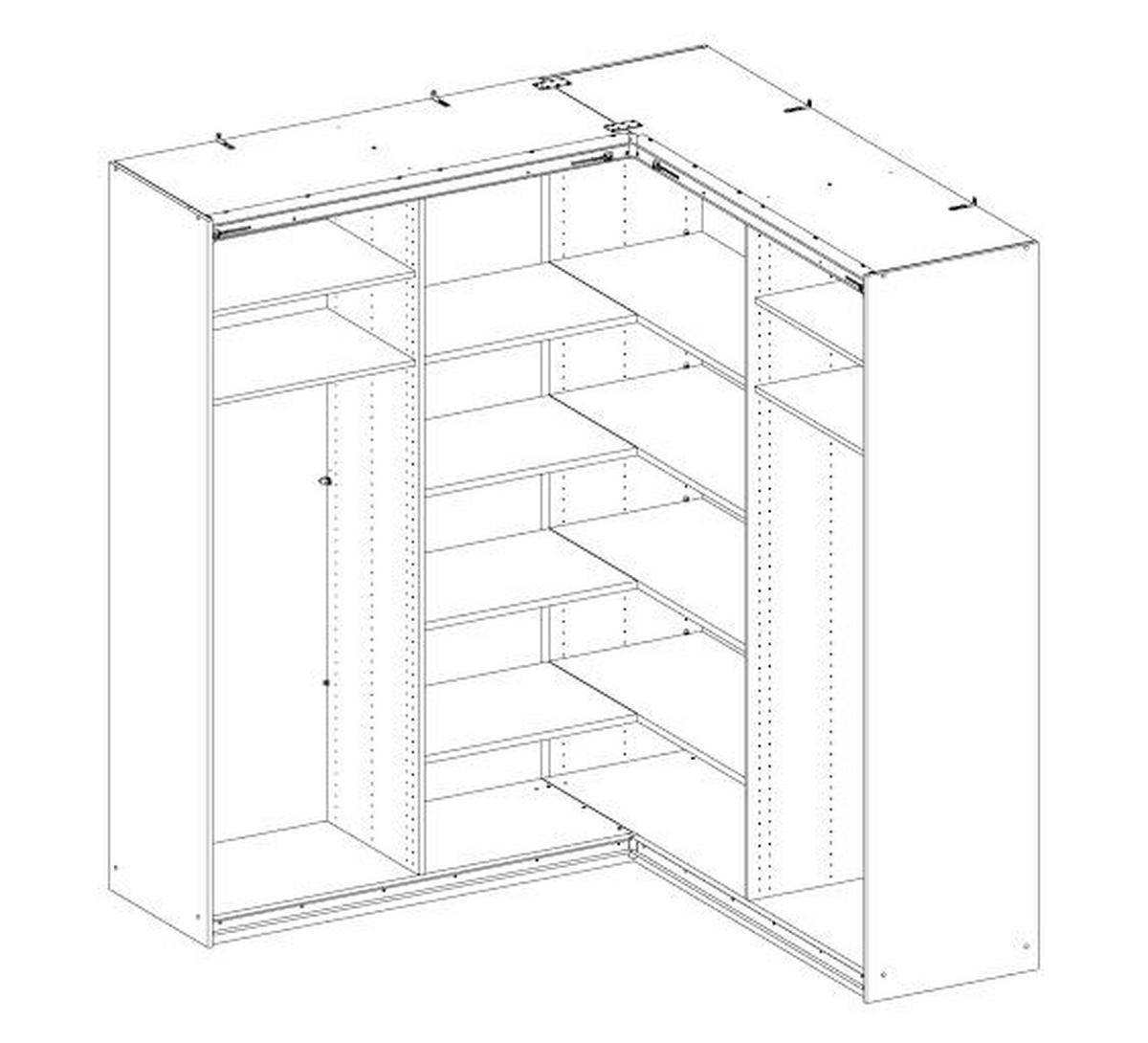 ECKKLEIDERSCHRANK 181/187/229/53,8 cm  - Alufarben/Eiche Artisan, KONVENTIONELL, Glas/Holzwerkstoff (181/187/229/53,8cm) - Xora