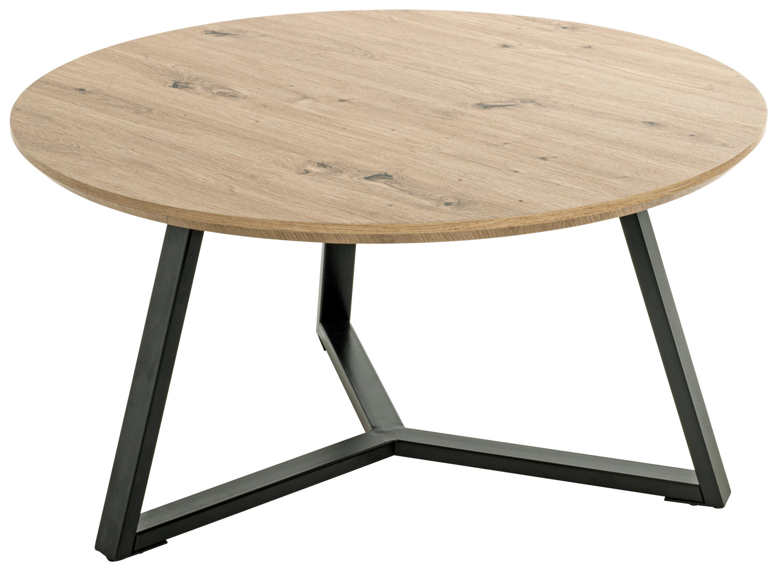 COUCHTISCH rund Schwarz, Eichefarben 80/80/41 cm 