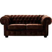 Chesterfield Zweisitzer-Sofa Lederlook Braun - Wengefarben/Braun, LIFESTYLE, Holz/Textil (180/74/100cm) - Carryhome