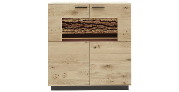 HIGHBOARD 115/124/44 cm  - Eichefarben/Anthrazit, Design, Glas/Holz (115/124/44cm) - Valnatura