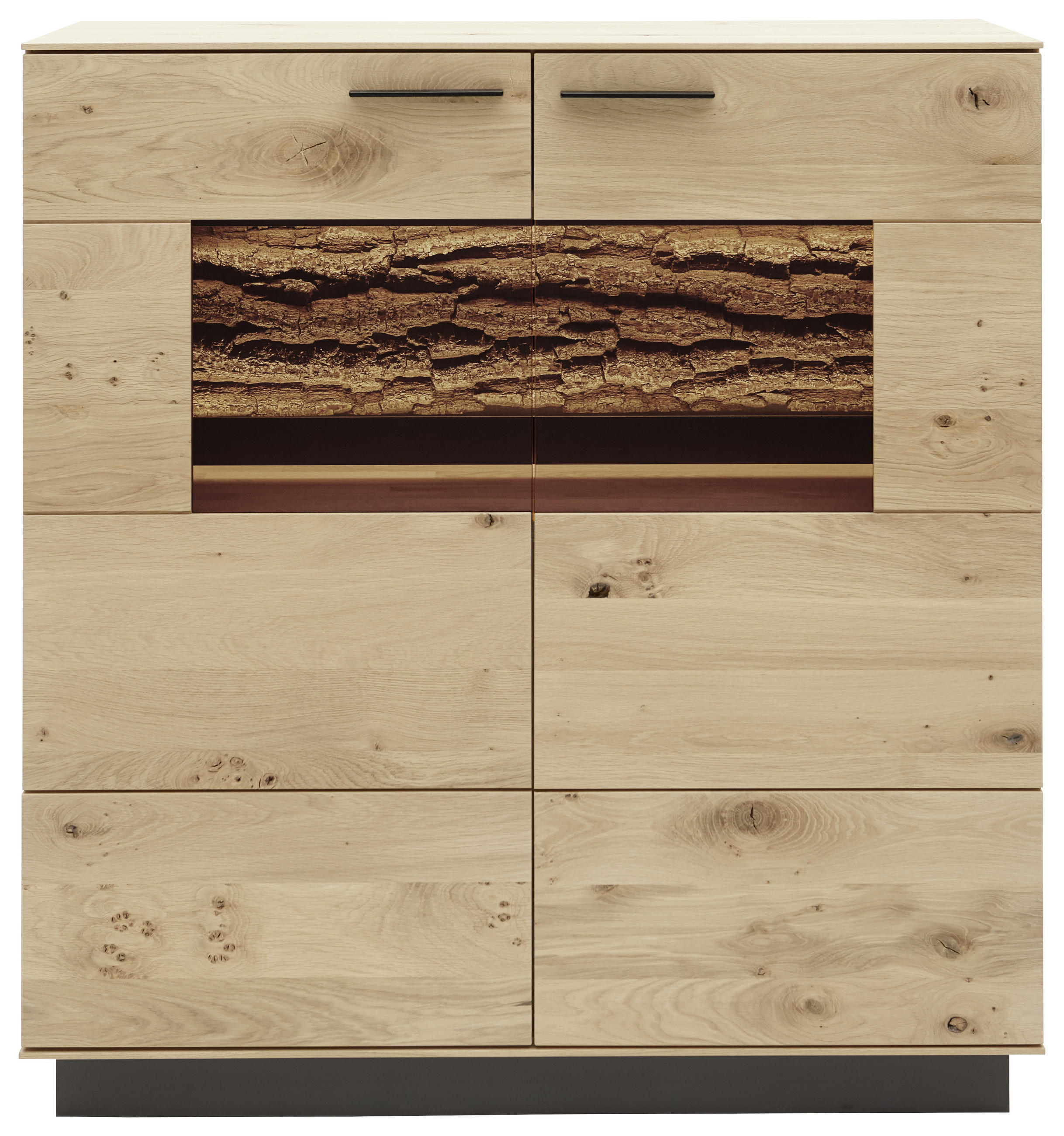 HIGHBOARD  in 115/116/44 cm  - Eichefarben/Anthrazit, Design, Glas/Holz (115/116/44cm) - Valnatura