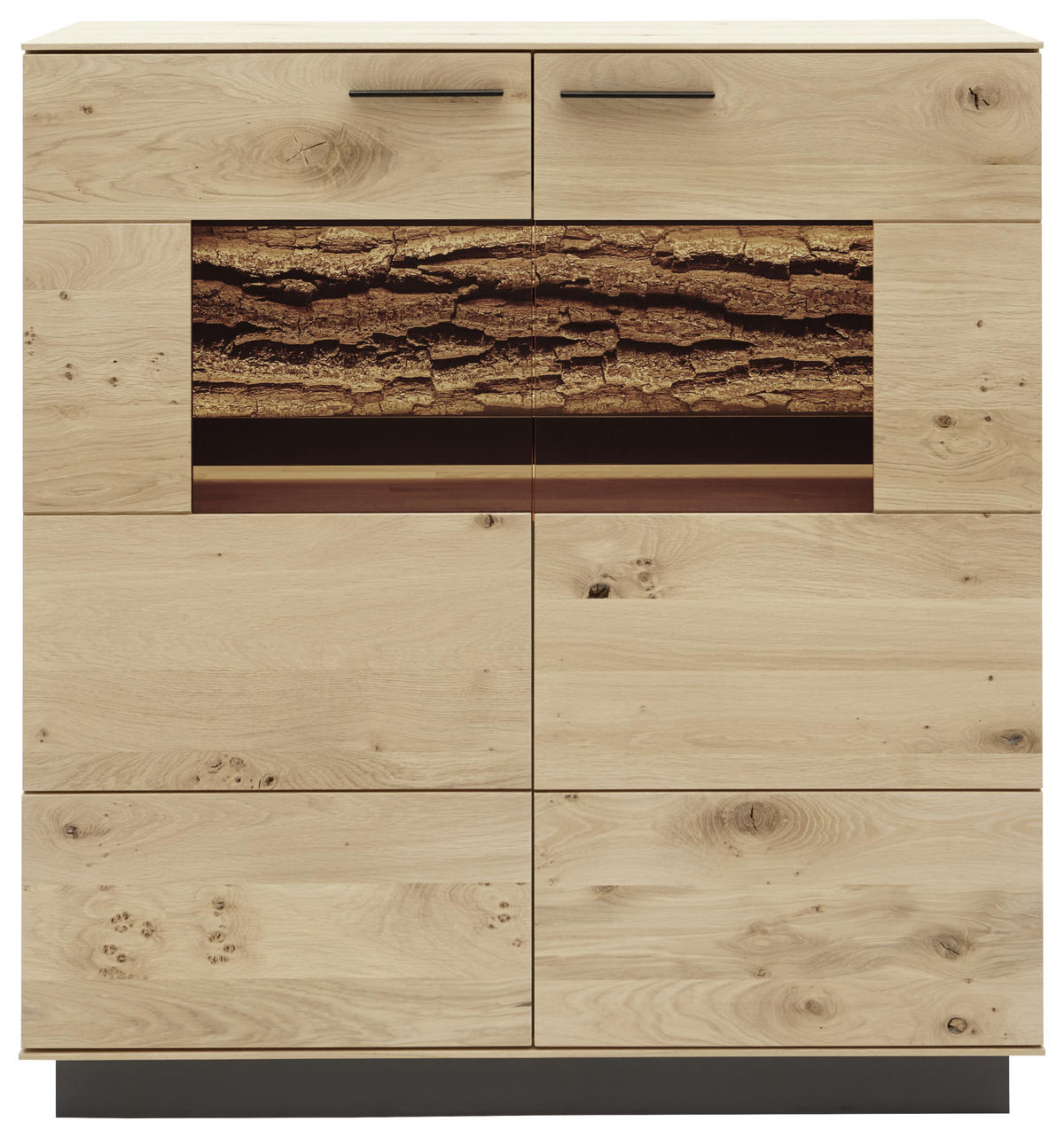 HIGHBOARD  in 115/116/44 cm  - Eichefarben/Anthrazit, Design, Glas/Holz (115/116/44cm) - Valnatura