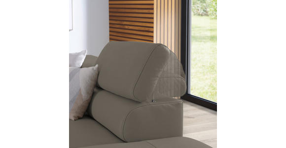 ECKSOFA in Echtleder Graubraun - Graubraun/Schwarz, Design, Leder/Metall (270/220cm) - Novel