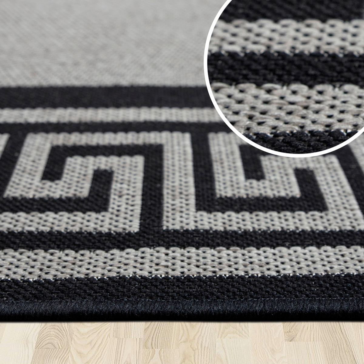 OUTDOORTEPPICH 80/150 cm Grau, Schwarz  - Schwarz/Grau, Design, Kunststoff (80/150cm) - Novel