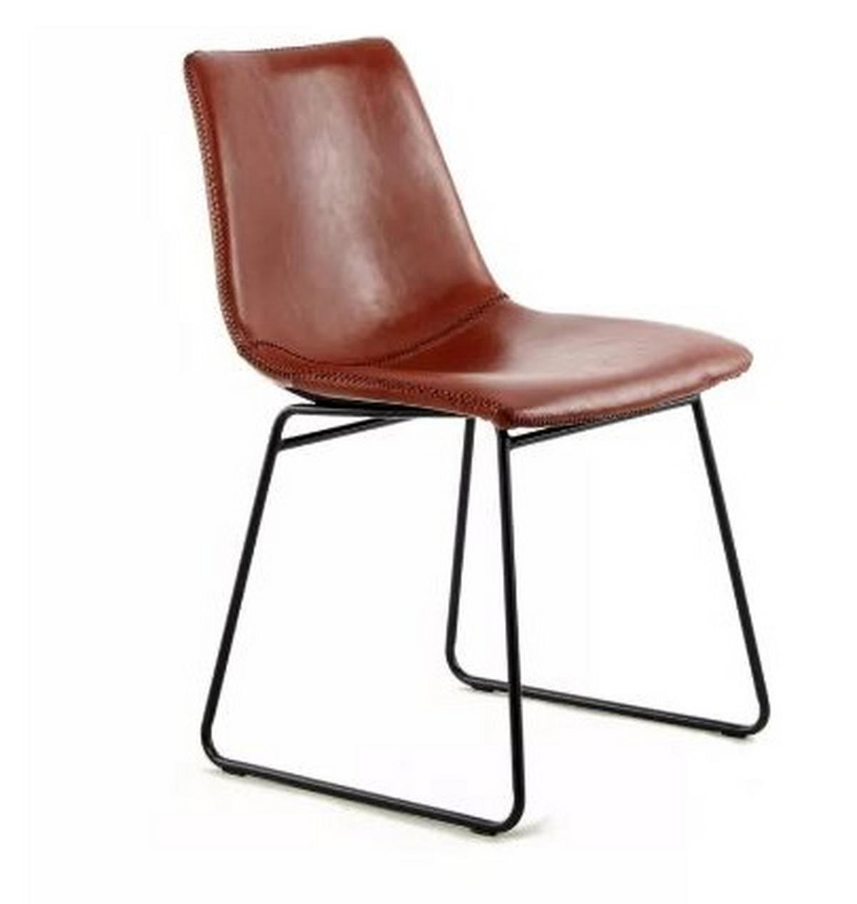 STUHL-SET 2 Stück  in Lederlook  - Braun, Trend, Textil/Metall (47,5/82/56cm) - Kayoom
