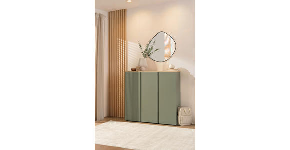 SCHUHSCHRANK 120,3/113,2/34 cm  - Eichefarben/Schwarz, Design, Holzwerkstoff/Kunststoff (120,3/113,2/34cm) - Voleo