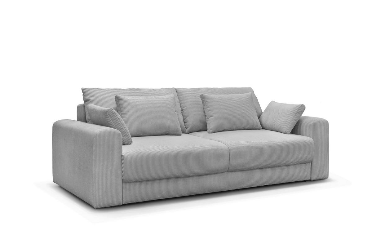 3-SITZER-SOFA MEGA Cord Grau  - Schwarz/Grau, Design, Textil (252/94/126cm) - MID.YOU