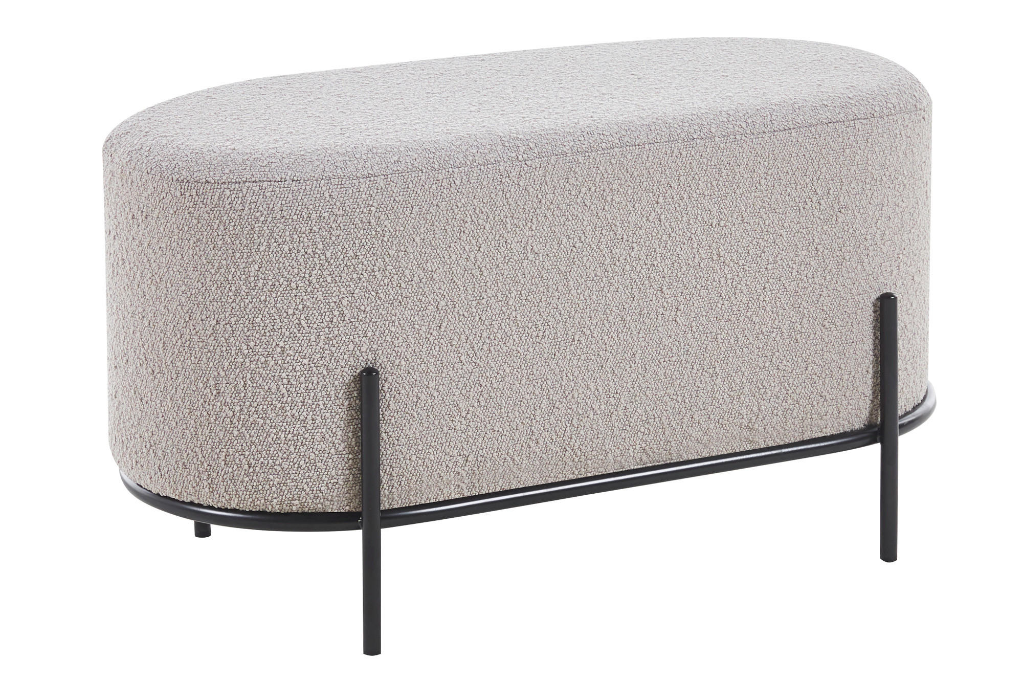 HOCKER Bouclé Taupe  - Taupe/Schwarz, MODERN, Textil/Metall (80/42/40cm) - Livetastic