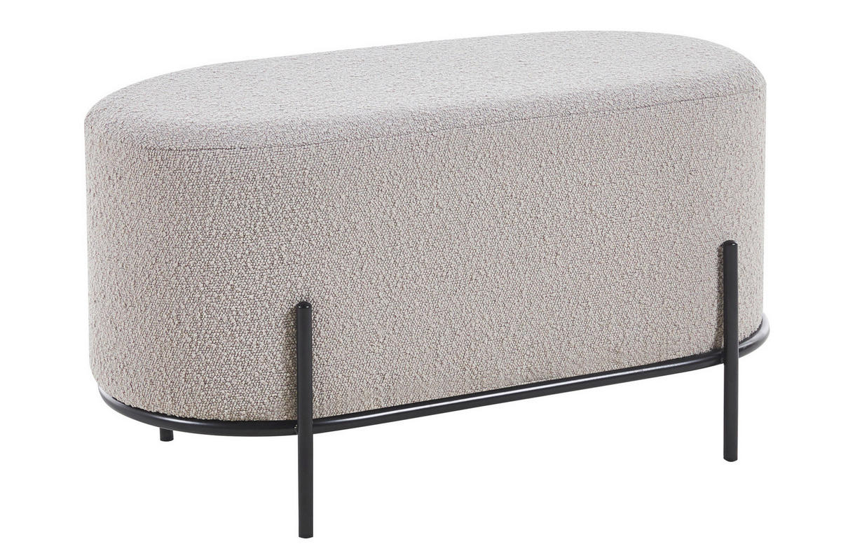 HOCKER in Textil Taupe  - Taupe/Schwarz, MODERN, Textil/Metall (80/42/40cm) - Livetastic
