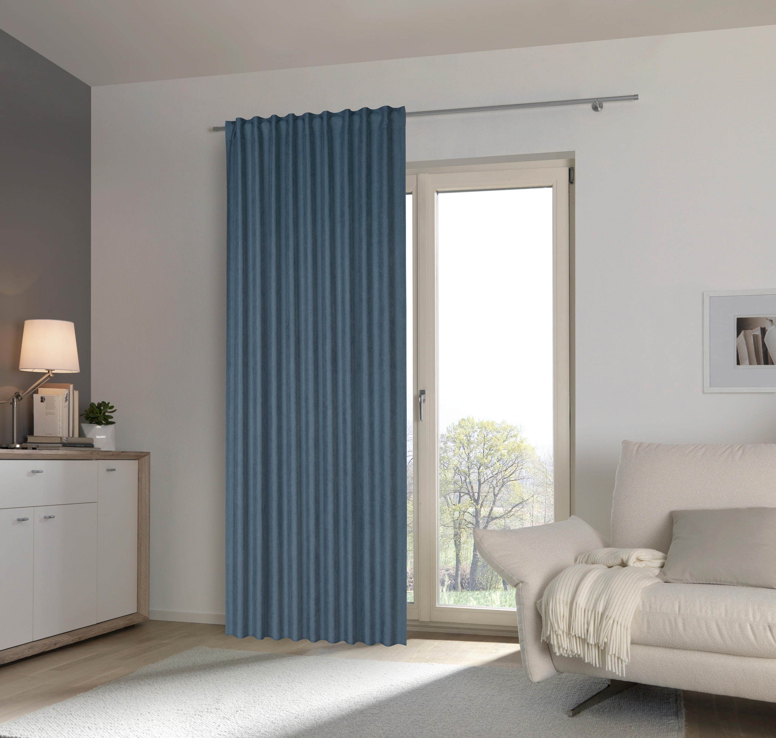 HOTOVÝ ZÁVES, nepriehľadné, 140/245 cm - modrá, Basics, textil (140/245cm) - Esposa
