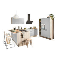 ECKKÜCHE  in Hellgrau, Tannenholzfarben  - Tannenholzfarben/Hellgrau, Design, Holzwerkstoff/Metall (121,6/280/150cm) - Xora
