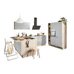 ECKKÜCHE  in Hellgrau, Tannenholzfarben  - Tannenholzfarben/Hellgrau, Design, Holzwerkstoff/Metall (121,6/280/150cm) - Xora