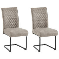 SCHWINGSTUHL-SET 2 Stück  in Stahl Mikrofaser  - Taupe/Schwarz, MODERN, Textil/Metall (45/95/60cm) - MID.YOU