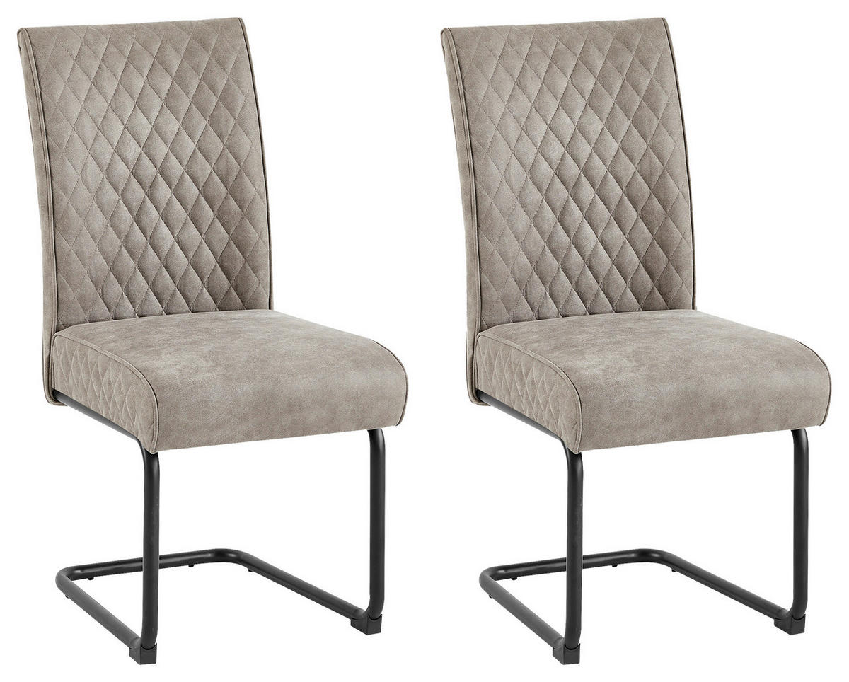 SCHWINGSTUHL-SET 2 Stück  in Stahl Mikrofaser  - Taupe/Schwarz, MODERN, Textil/Metall (45/95/60cm) - MID.YOU