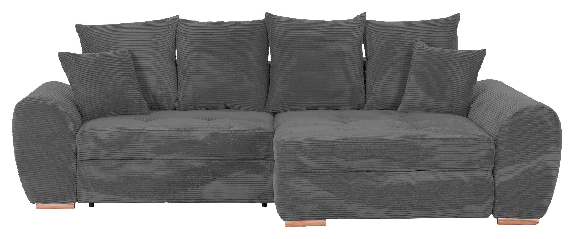ECKSOFA Dunkelgrau Cord - Eichefarben/Dunkelgrau, KONVENTIONELL, Holz/Textil (276/177cm) - Carryhome