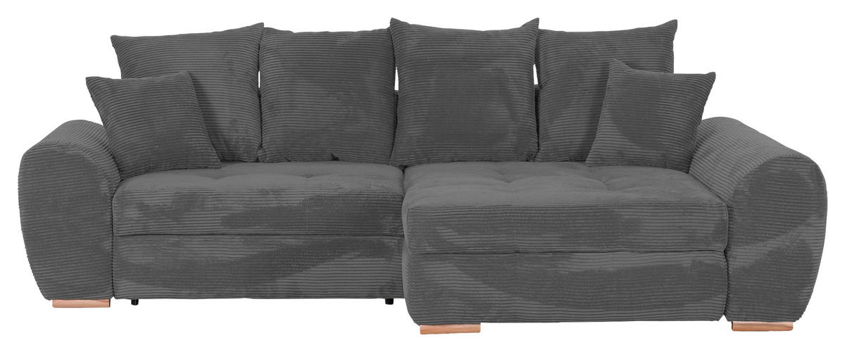 ECKSOFA in Cord Dunkelgrau  - Eichefarben/Dunkelgrau, Konventionell, Holz/Textil (276/177cm) - Carryhome