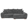 ECKSOFA Dunkelgrau Cord  - Eichefarben/Dunkelgrau, KONVENTIONELL, Holz/Textil (276/177cm) - Carryhome