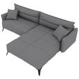 ECKSOFA in Cord Grau  253/180 cm  - Schwarz/Grau, KONVENTIONELL, Textil/Metall (253/180cm) - Carryhome