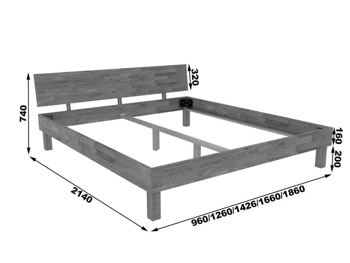 BETT 200/200 cm  in Wildeiche  - Wildeiche, MODERN, Holz (200/200cm) - MID.YOU