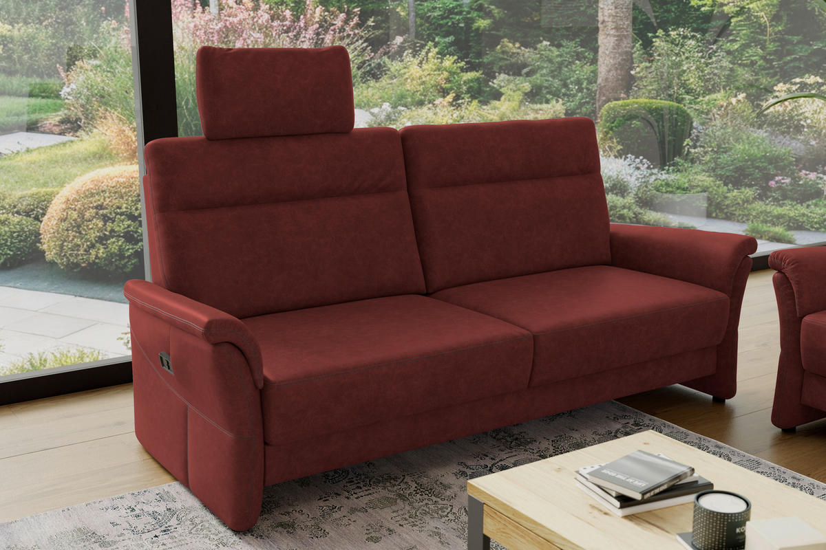 3,5-SITZER - Rotbraun/Schwarz, Konventionell, Kunststoff/Textil (205/98/91cm) - Elegando